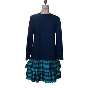 Vintage Guy Laroche Paris France Wool Silk Taffeta Drop Waist Dress RARE Size 40